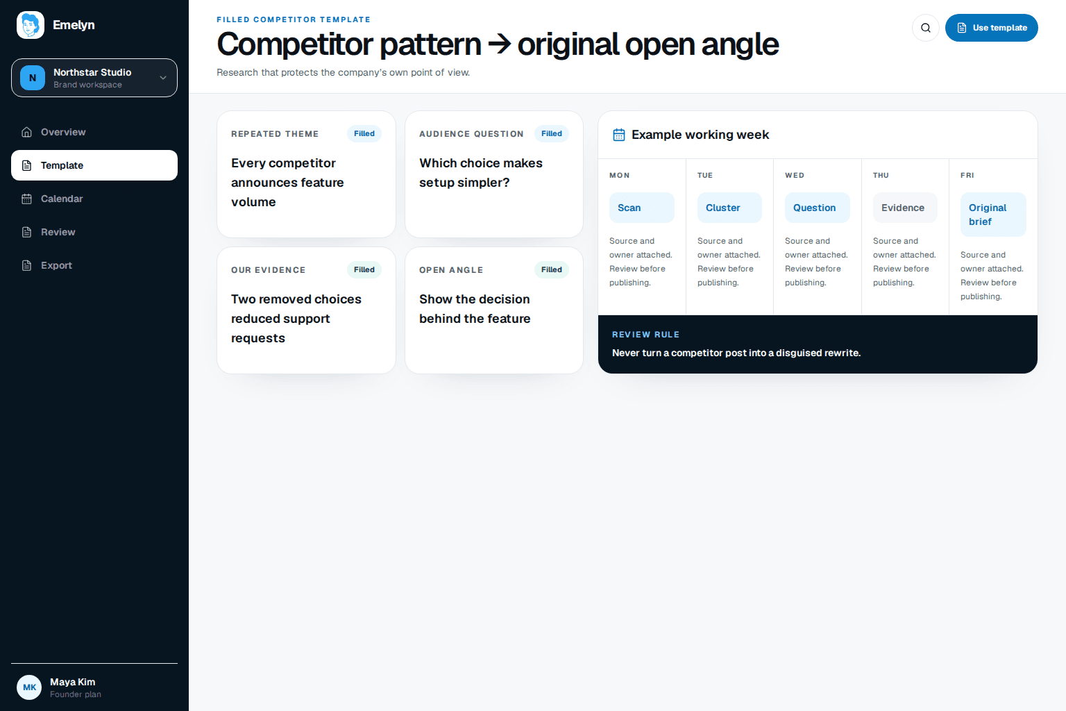 Comparable social accounts being assessed fairly before an original content direction is chosen